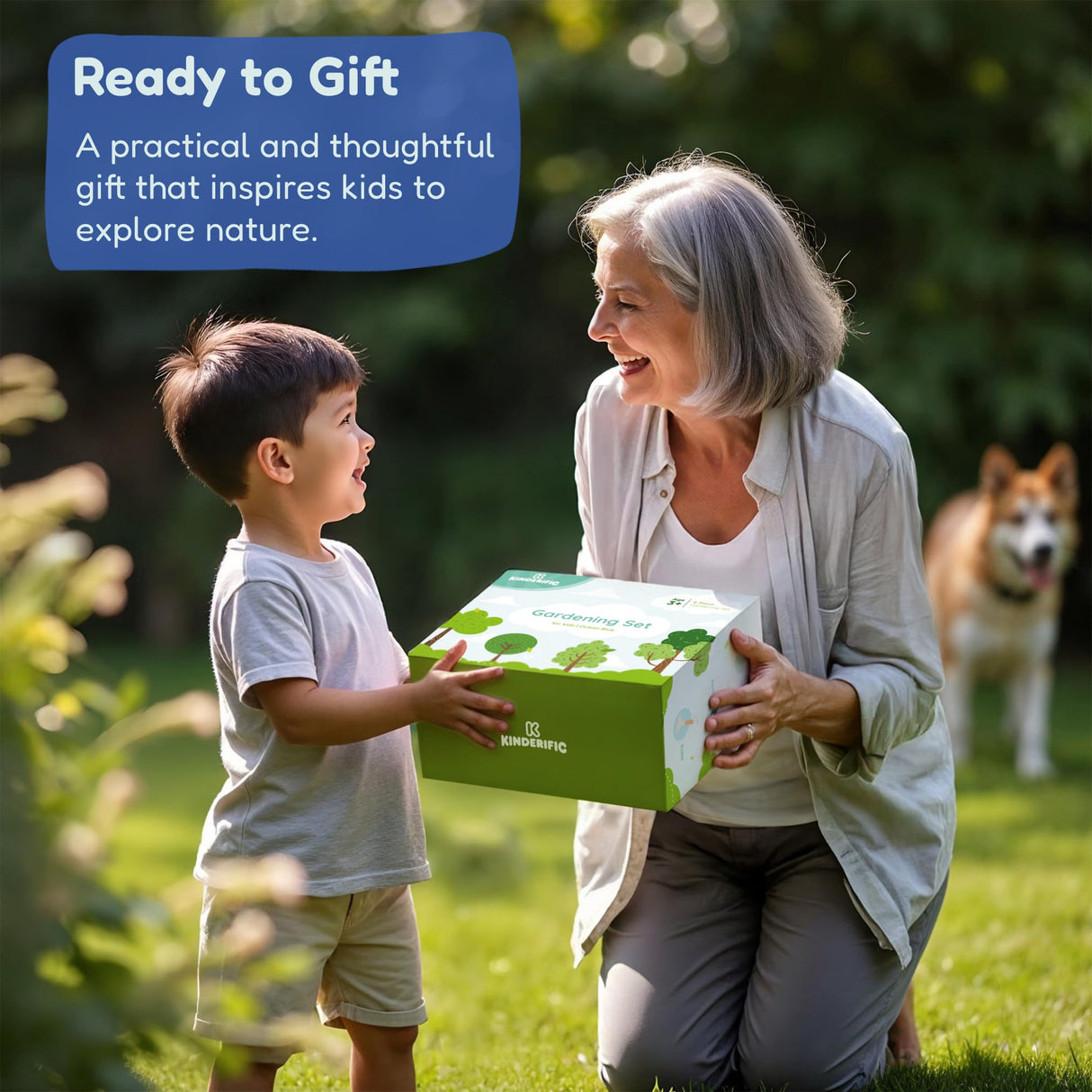 Kinderific Gardening Set, Tool Kit, for Kids, STEM, Includes Tote Bag, Spade, Watering Can, Rake, Fork, Trowel and Gloves (Sunshine) Kinderific