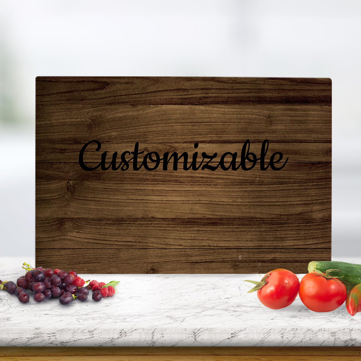Glass Cutting Board for Countertop, Wooden Effect Cutting Board, Shatter Resistant, Dishwasher Safe, Custom and Decorative Kitchen Essential for Fardes