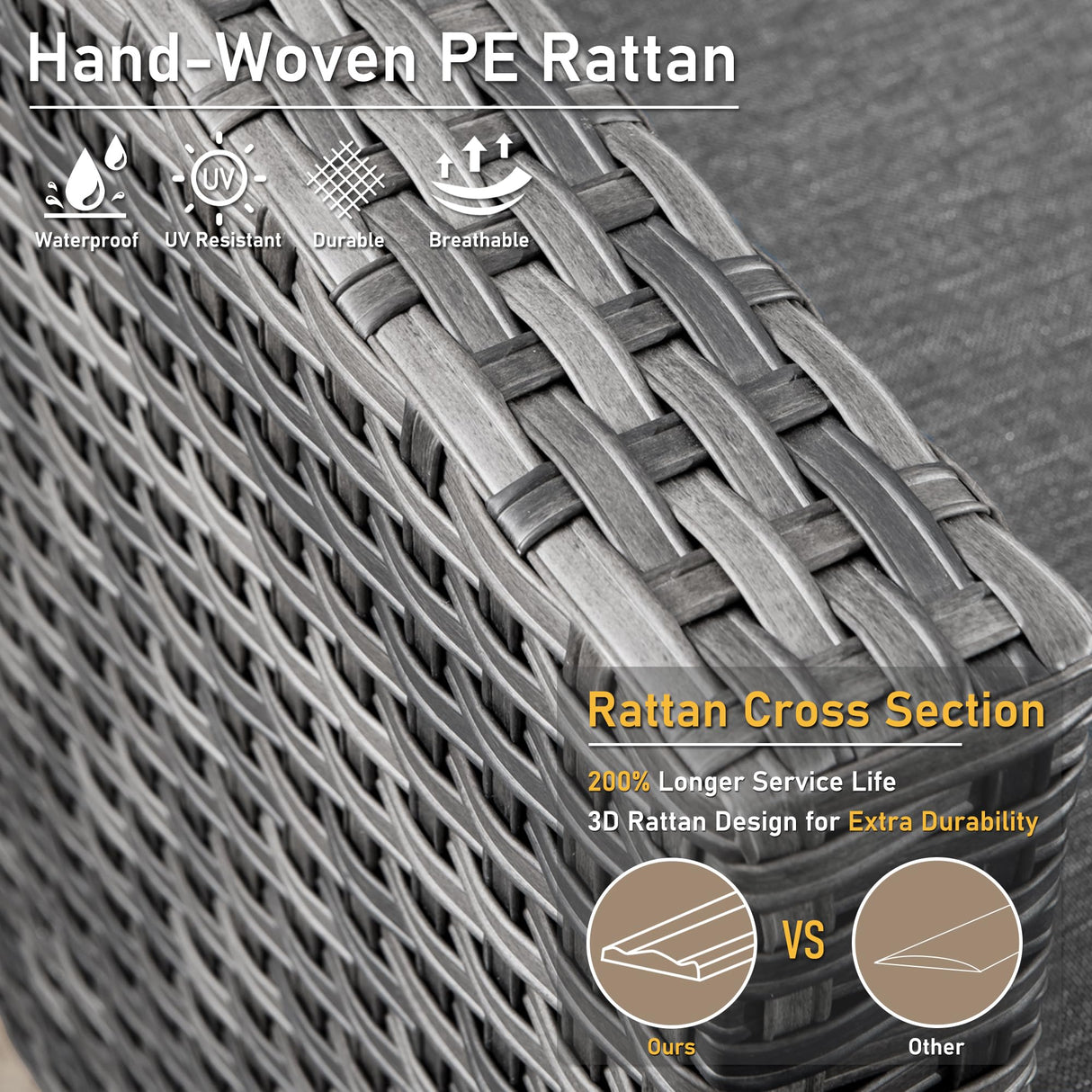 HOOOWOOO Wicker Patio Conversation Sets,8 Piece Outdoor Furniture Set with Swivel Rocking Chairs,All Weather Resistant Modern Outside Out Door Rattan Couch Chairs Side Table Set,Charcoal Gray HOOOWOOO