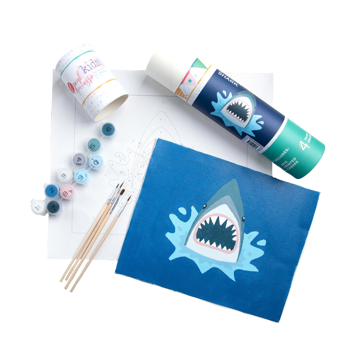 Pink Picasso Kits Paint by Number for Kids Ages 5-12 | DIY 8x10 Beginners Kids Paint Set Color by Numbers Canvas Painting Kits | As Seen On Shark Tank & Oprah's Favorite Thing| (Shorty Shark) Pink Picasso