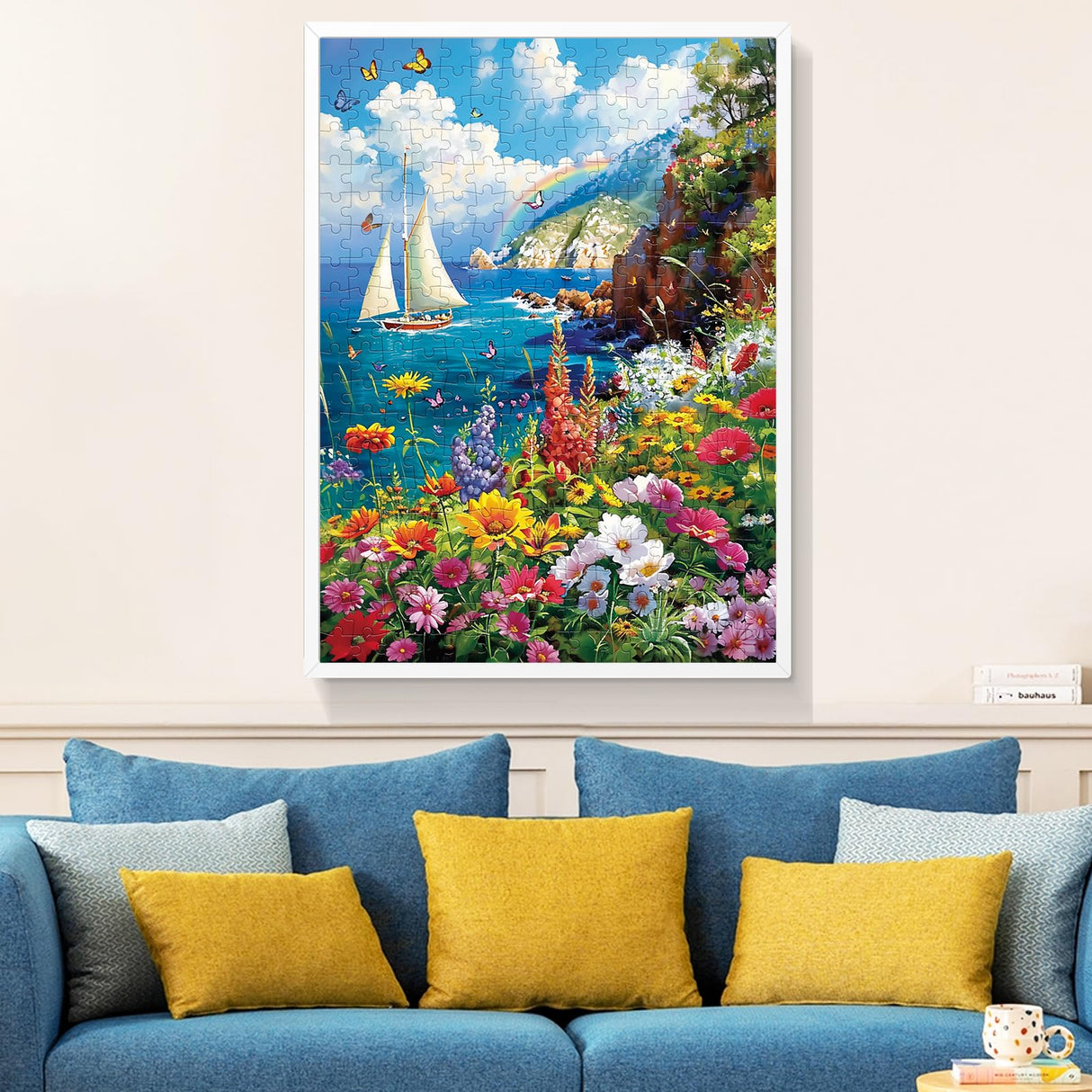 300 Pieces Puzzles for Adults–Colorful Garden By The Ocean Puzzle for Adults Children Elderly–Recycled Paper Puzzle 300 Pieces–Glossy, Sturdy Pieces Challenging Family Game Great Gift Idea (20.5x15in) Edsjegn