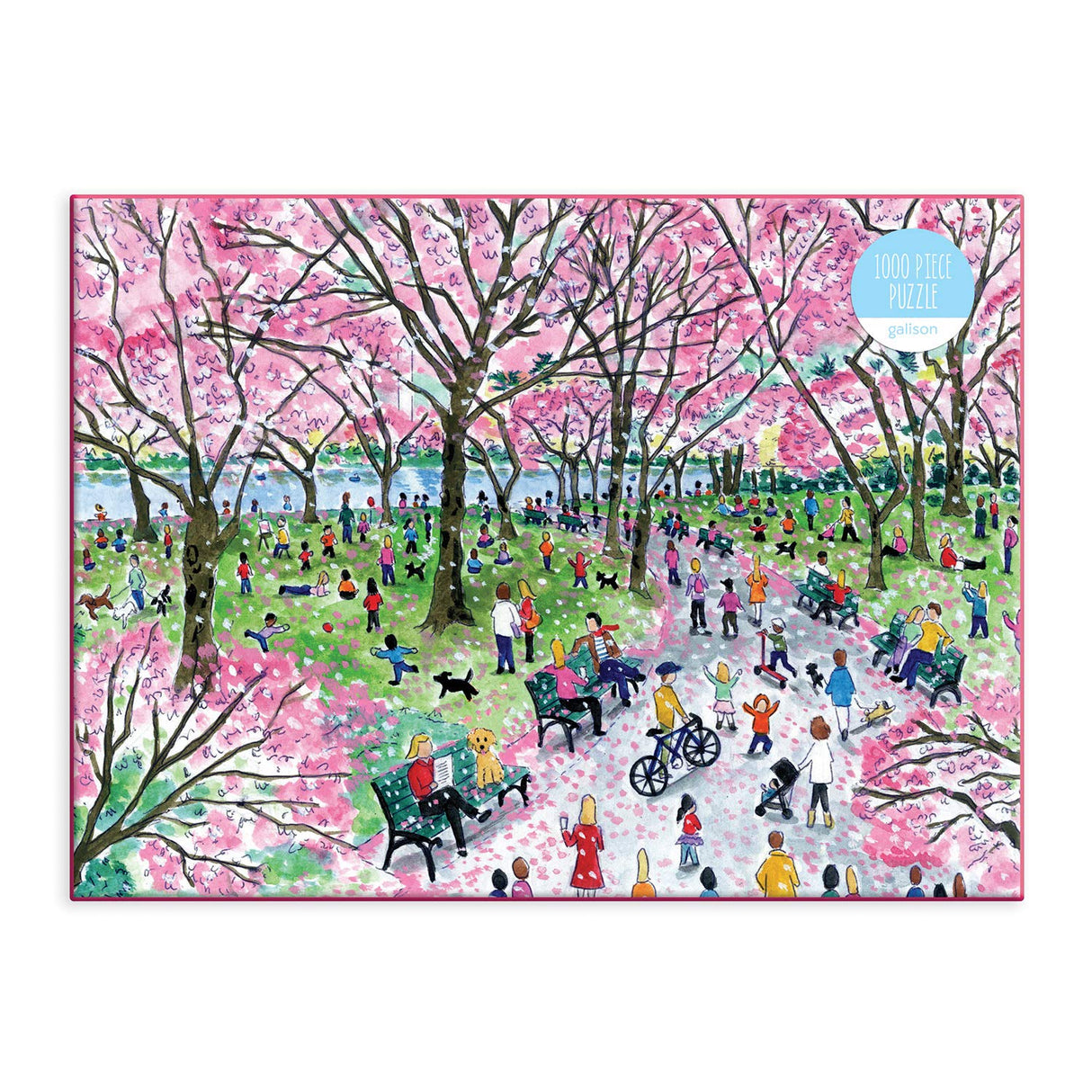 Galison Michael Storrings Cherry Blossoms 1000 Piece Puzzle from Galison - Beautifully Illustrated Jigsaw Puzzle of Cherry Blossom Season in D.C, 27" x 20", Fun & Challenging, Unique Gift Idea Galison