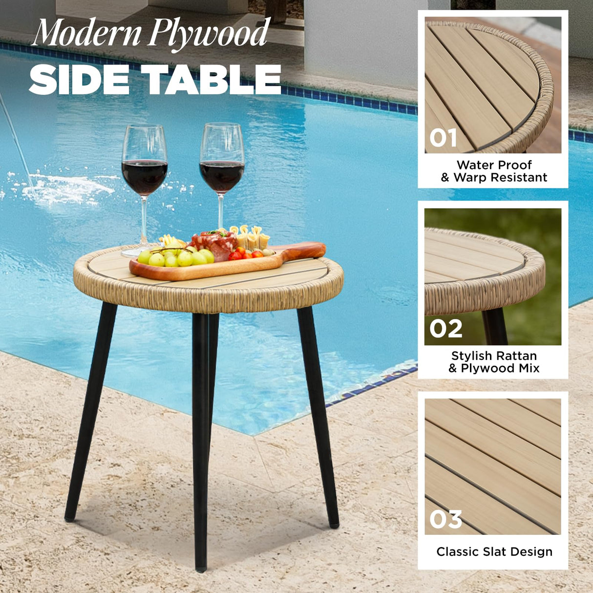 IDZO Heavy Duty 500lbs Weight Capacity Wicker Bistro Table and Chairs Set of 2 with Olefin Fabric Soft Cushions IDZO