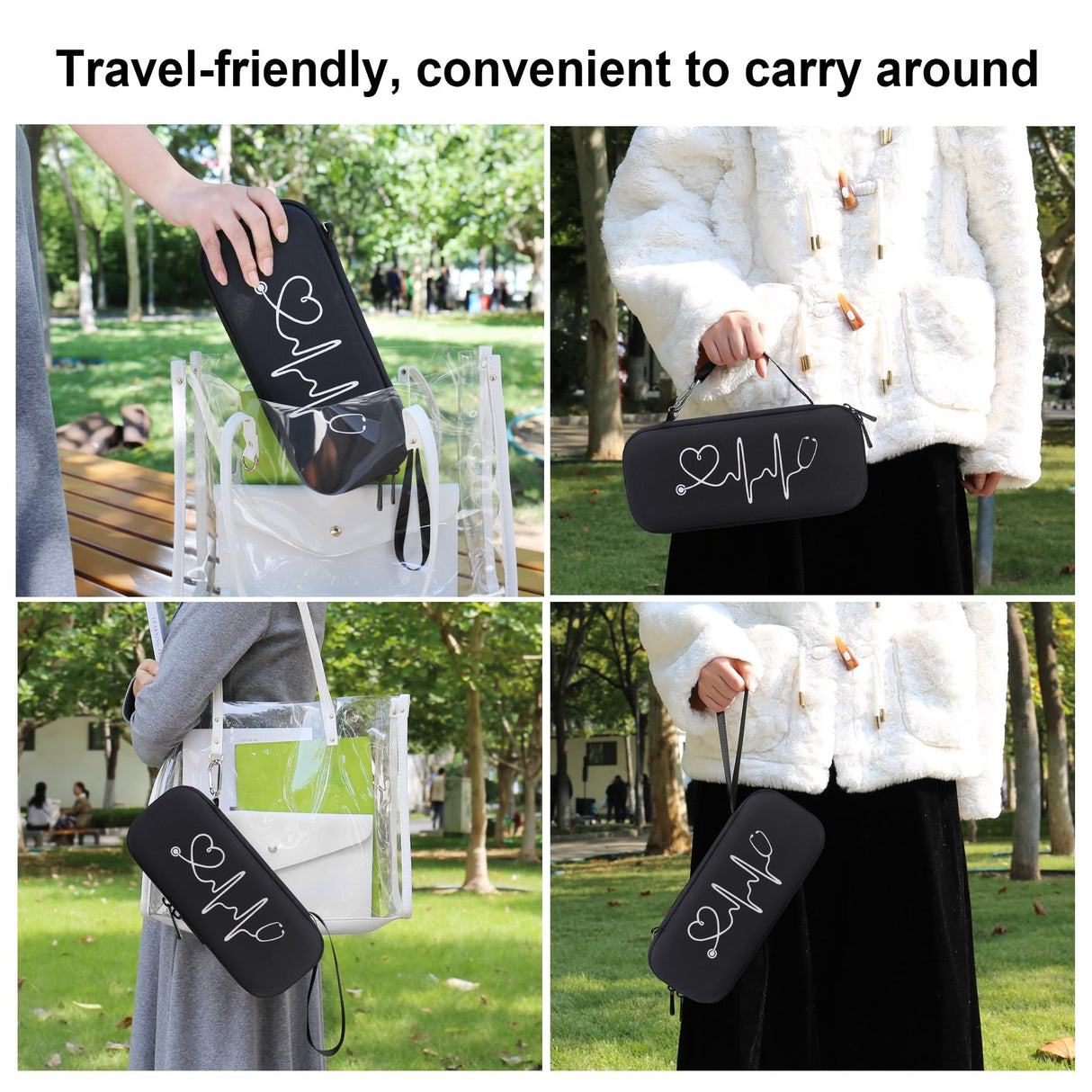 BOVKE Stethoscope Case Kit, 15 Pcs Tool Set Perfect Nurse Gift Include Stethoscope Case, Medical Scissor, Bandage Wraps, 2 Penlights with Batteries, Bandage Holder for Nurses, Black+Black BOVKE