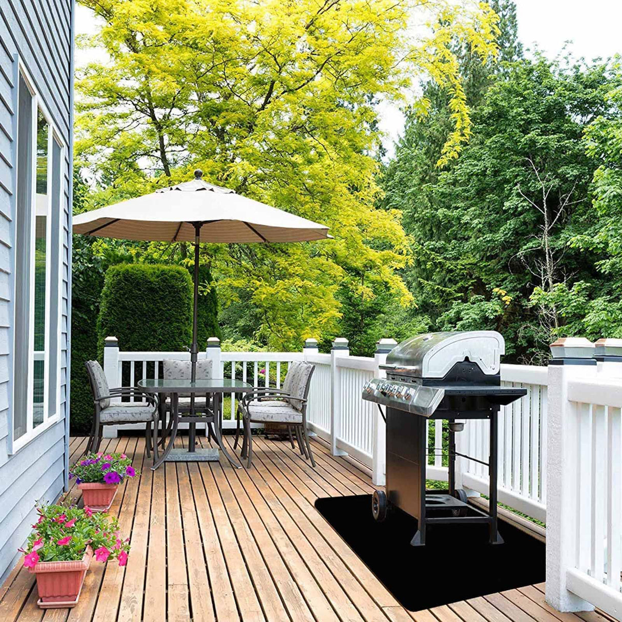 AiBOB Under Grill Mat, Premium Outdoor BBQ Mats Protect Decks and Patios, Absorbent Liquids Pad Under Grills, Reusable, Waterproof, 40x60 Black AiBOB