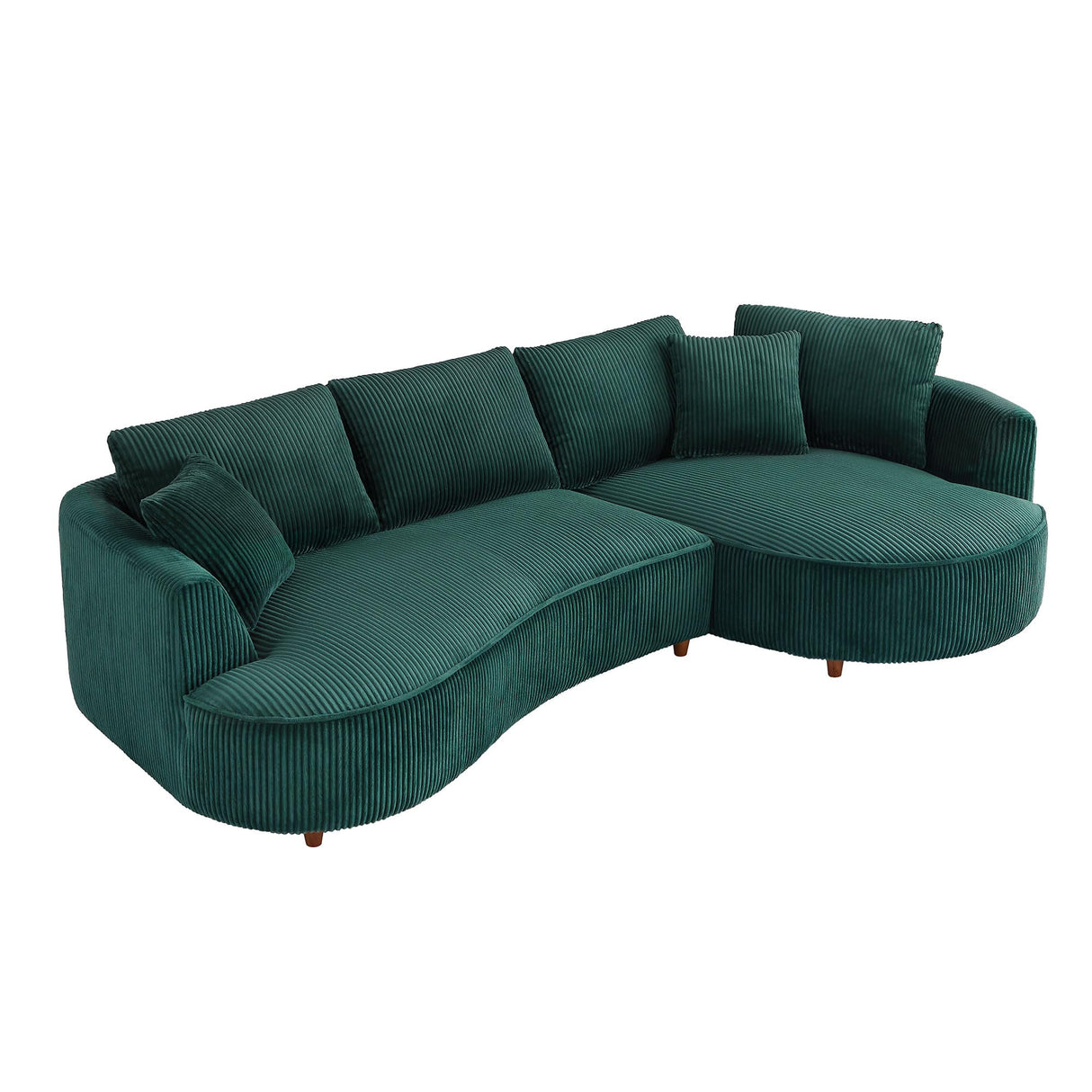 JUSTONE 122" Curved Sofa Cloud Couch for Living Room, Modern Corduroy Curved Upholstered Sofa with Pillows, 4-Seat Sofa Couch for Home Apartment Office (Right-Facing,Green) JUSTONE