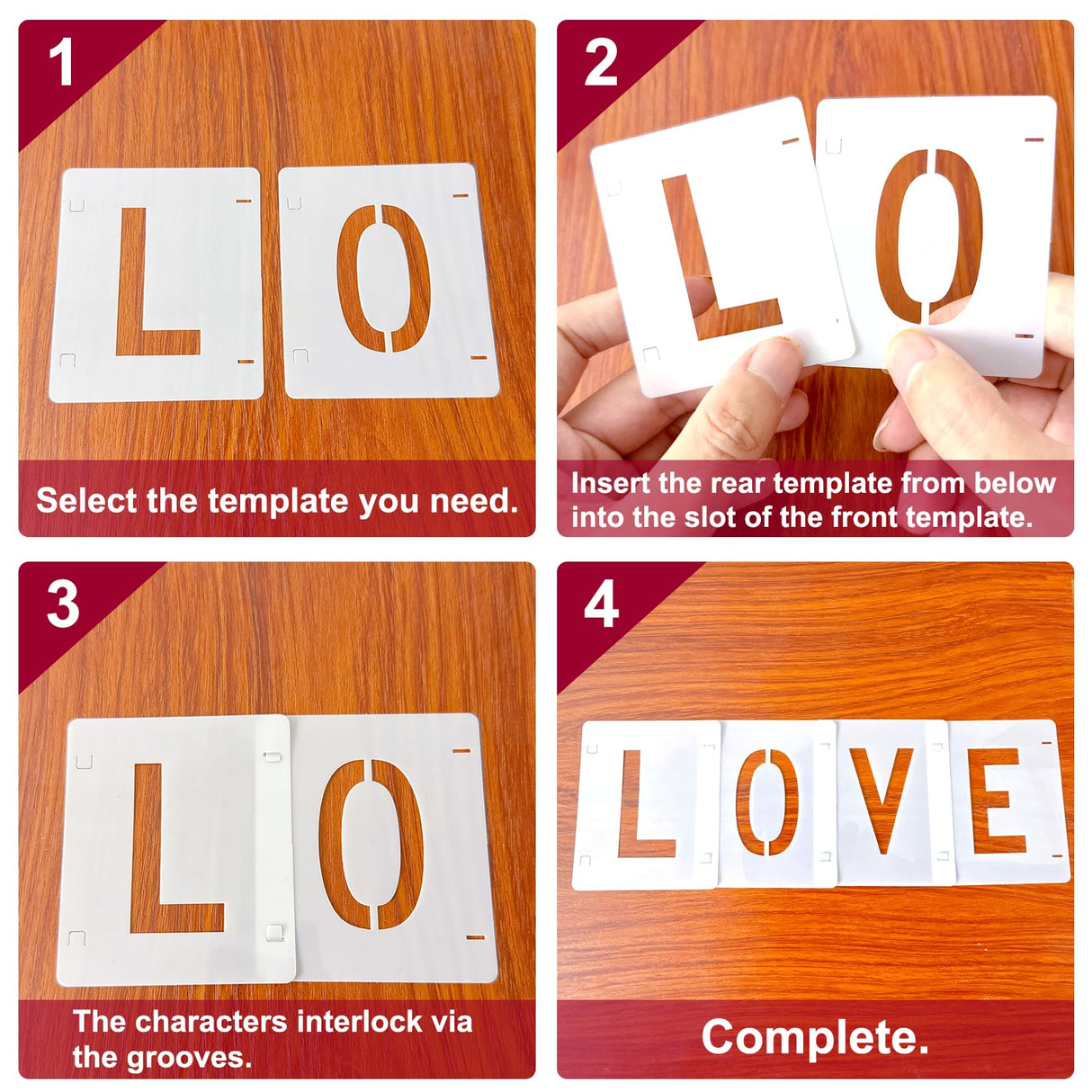 2 Pack - 2 Inch Letter Stencils Set, 72 Reusable Stencils for Painting On Wood, Metal, Walls, Fabric, Rocks with Interlocking, Perfect for Banners, Sign Making & DIY Art (2 inch) Vomulato