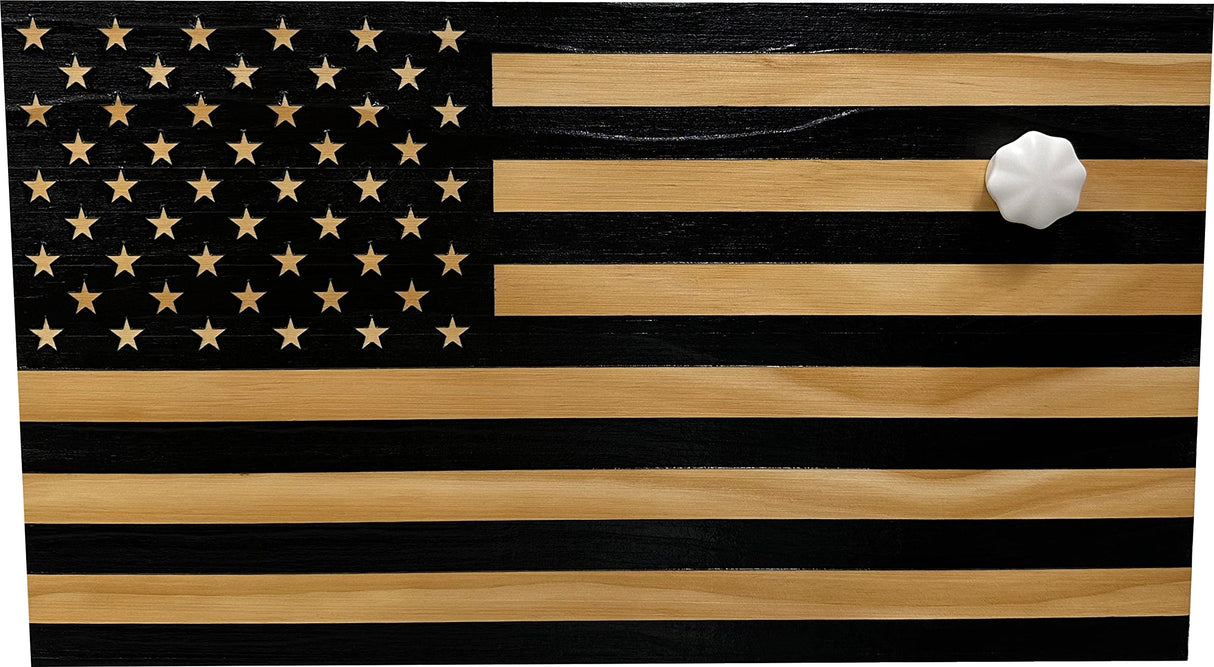 American Flag Concealed Gun Cabinet, Hidden Gun Storage American Flag (Black) Bellewood Designs