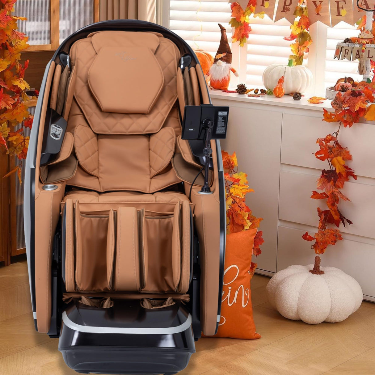 Alfine A688 Heaven Duet Massage Chair-4D & 3D Dual-Mechanism Zero Gravity Recliner with Yoga Stretch and Electric Automatic Footrest Extension-Full Body Relaxation (Brown) Alfine