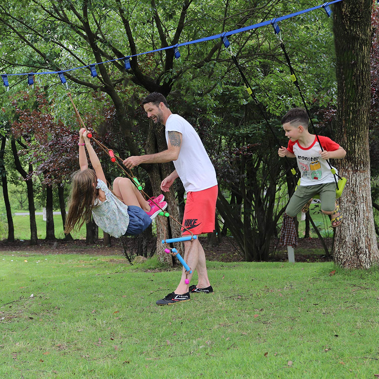 Rainbow Craft 6.6FT Climbing Rope Ninja Ladder for Kids - Kids Ninja Warrior Obstacle Course Accessories - Swing Rope Ladder Rainbow Craft