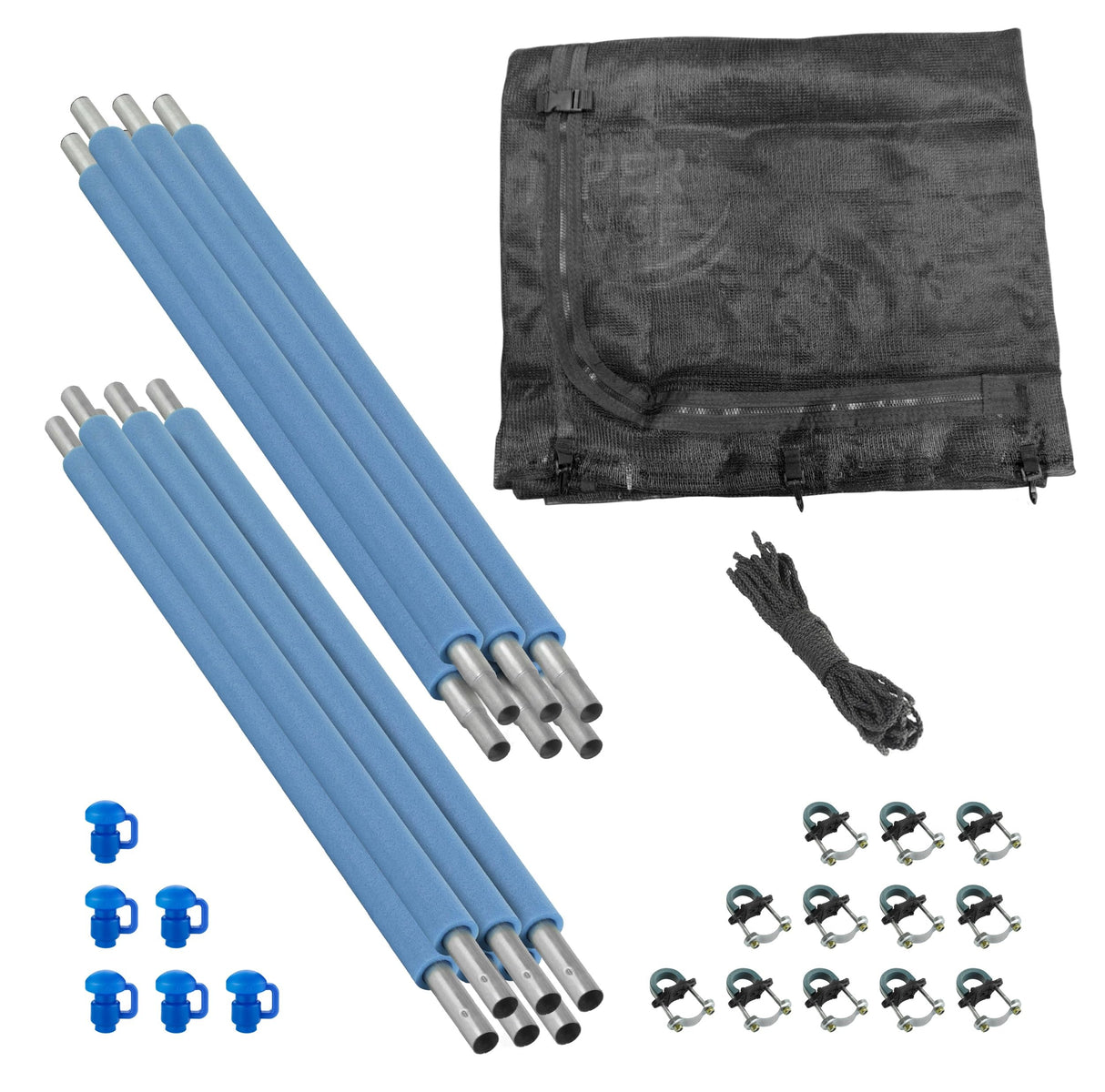 Machrus Upper Bounce Trampoline Safety Enclosure Set for 8 FT 10FT 12FT 13FT 14FT 15FT 16FT Frames - Includes Net, Poles & Hardware - Installs Inside Frame Upper Bounce