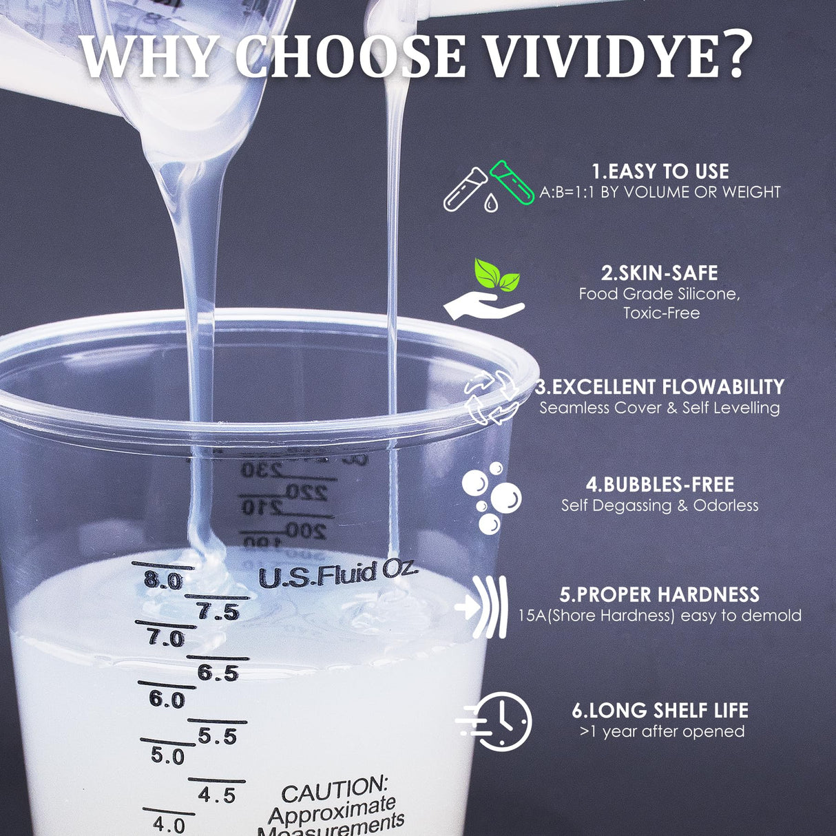 Silicone Mold Making Kit - 100oz Translucent Liquid Silicone Rubber for Mold Making - Elastic 1:1 Mixing Ratio Fast Curing Molding Silicone for Casting, DIY Resin Molds, Candle Molds, Soap Mold, Craft Vividye