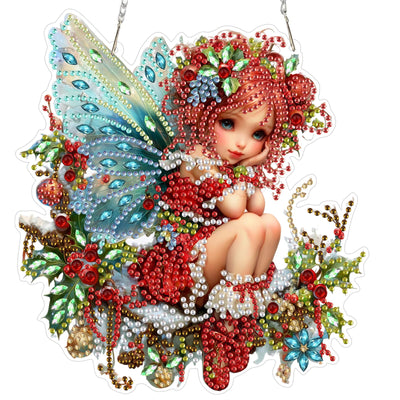 Hanging Diamond Art Kit for Adult, Christmas Angel, 5D Special Shaped Rhinestone Diamond Painting Ornament, Christmas Fairy, DIY Acrylic Diamond Art Painting Window Pendants Home Garden Wall Decor