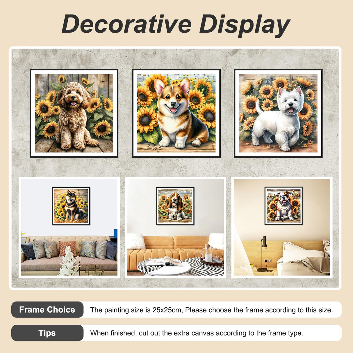 Stalente Diamond Painting Kits for Adults Dog and Sunflower, 9 Pack 5D Diamond Art Kits for Beginners Round Full Drill Diamond Painting for Home Wall Decoration Gift 12×12inch, Animal Flower Stalente
