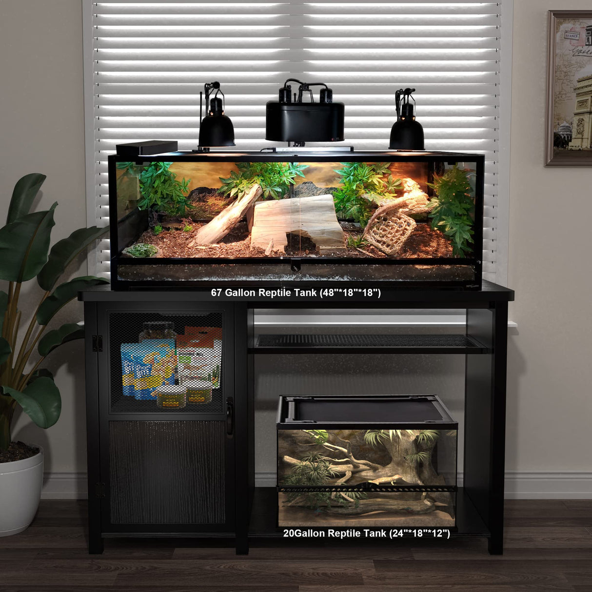 55-75 Gallon Fish Tank Stand,Aquarium Stand with Cabinet Storage and Heavy Duty Metal Frame,52" L*19.68" W Tabletop,1100LBS Capacity GDLF