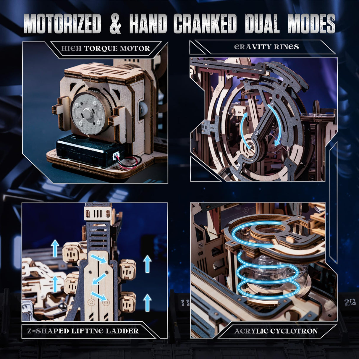 ROBOTIME 3D Puzzle Combination Set, Including Marble Spaceport LGC01 + Link Pack LG01, Connecting with Marble Night City LGA01 ROBOTIME