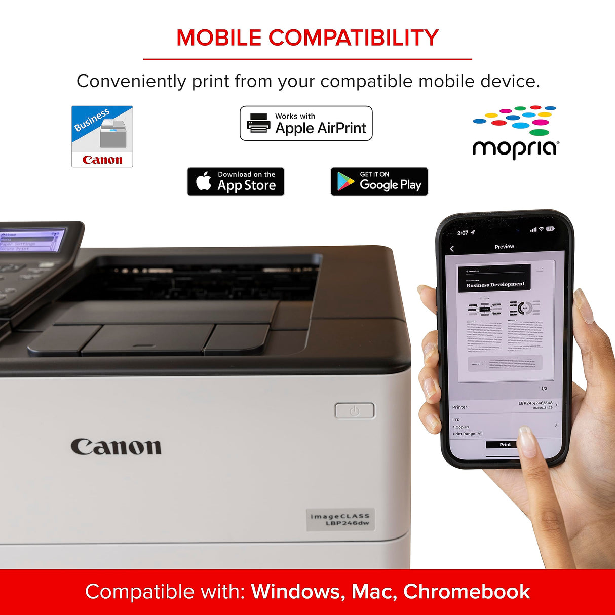 Canon imageCLASS LBP246dw Wireless, Mobile Ready, Duplex Laser Printer Canon