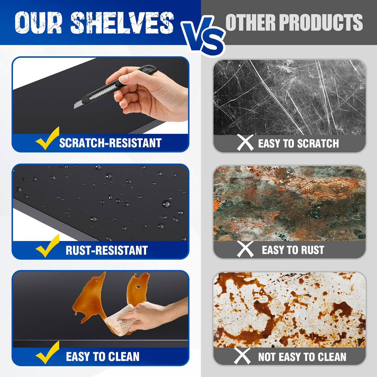 PKDYEZ Garage Shelving 5-Tier Adjustable Metal Garage Shelves Heavy Duty Unit,3000 LBS Steel Shelf Storage Rack Suitable for Industries,Warehouses,Basement,Black (72''H x 36''W x 16''D) PKDYEZ