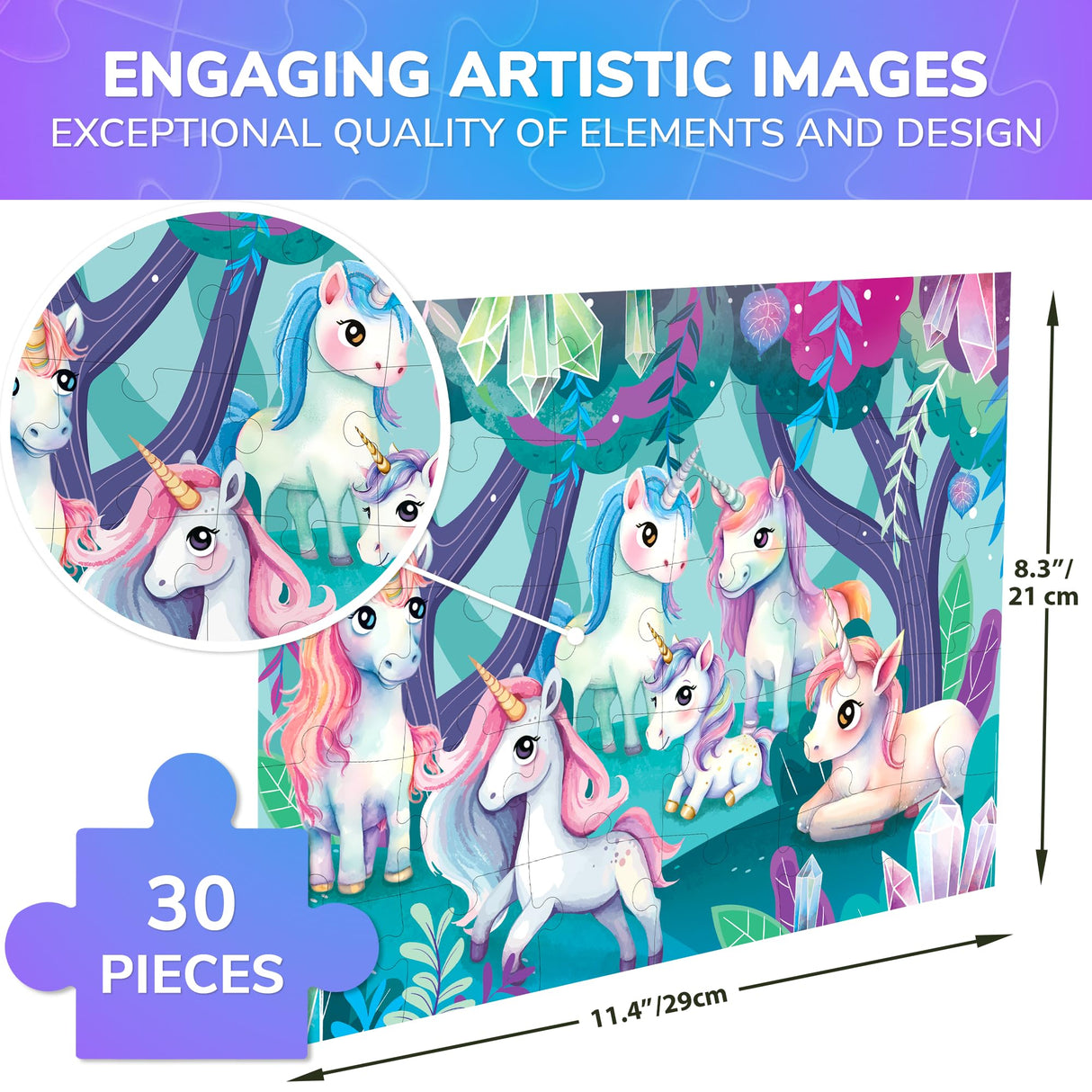 QUOKKA Puzzles for Kids Ages 3-5 - 30 Pieces Puzzles for Toddlers 2-4 - Unicorns Learning Jigsaw Puzzles for Kids 4-6 Years Old - Educational Toys for Boy and Girl QUOKKA