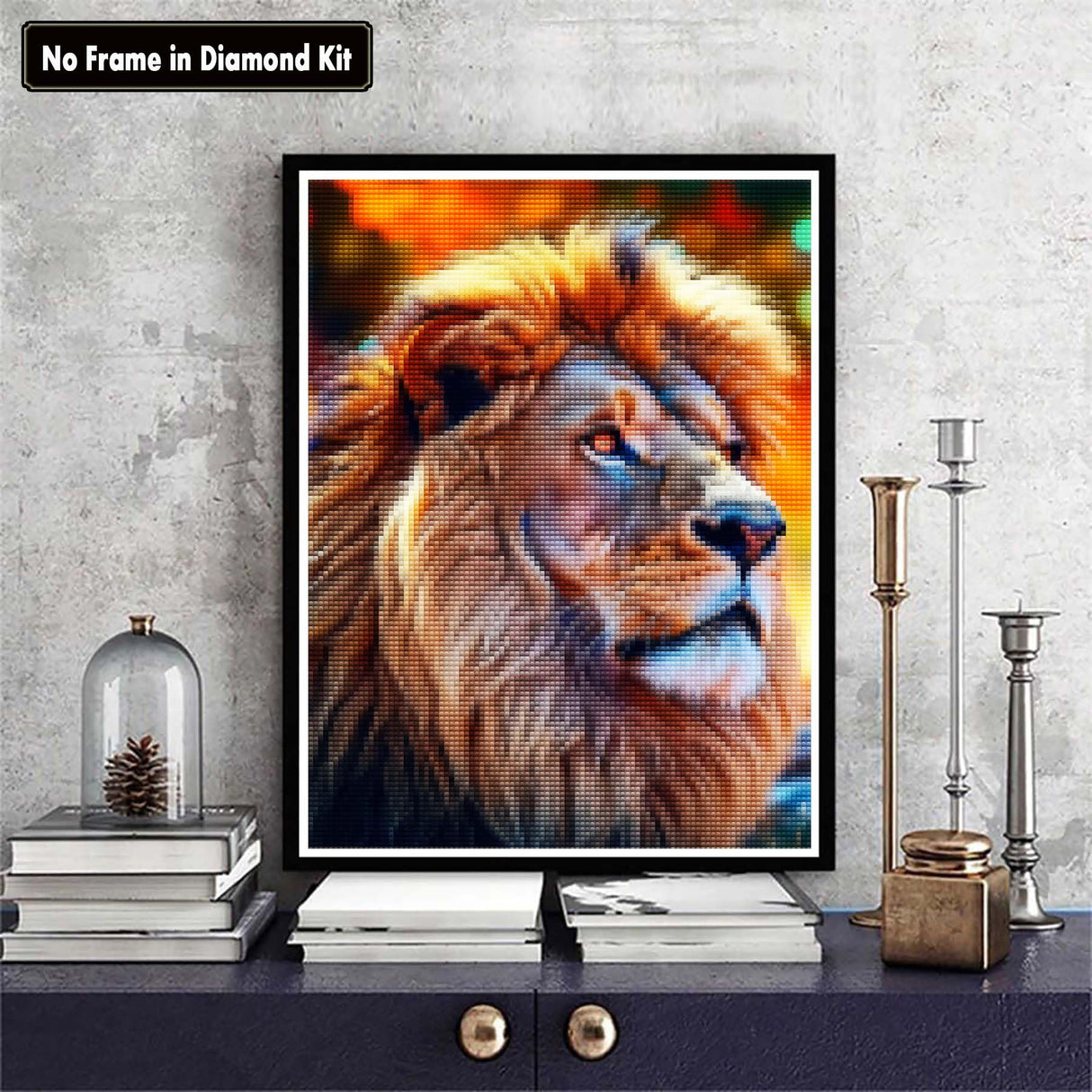 Zariocy 5D Diamond Art Kits for Adults Lion, DIY Diamond Painting Art Animals Round Full Drill Crystal Diamond Embroidery Paintings Arts Craft for Home Office Wall Decor 12x16 inch Zariocy