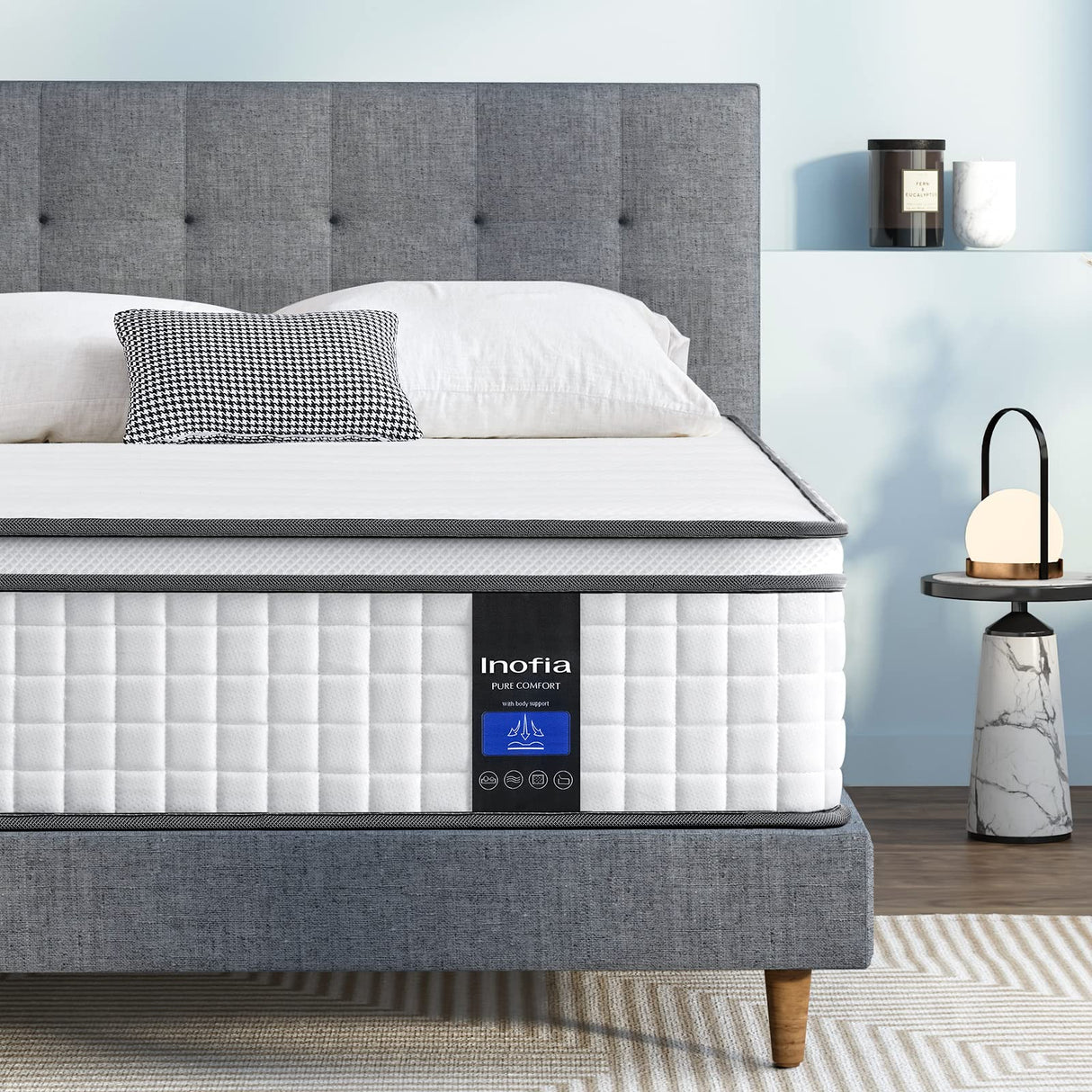 Inofia Twin Mattress, 10 Inch Twin Size Hybrid Mattress with Cool Memory Foam, Breathable Comfortable Single Mattress, Motion Isolating Individually Wrapped Coils, Supportive&Pressure Relief Inofia