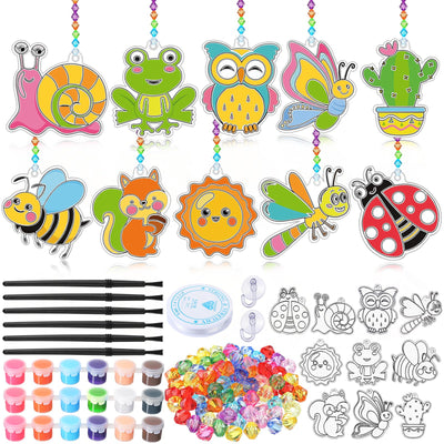 WinnerWhy 30 Sets Suncatchers Window Art Kits, DIY Sun Catchers Bulk Crafts Paint Your Own Window Ornaments for Boys Girls Classroom Home Party Birthday Activity Decor (Vibrant Style)
