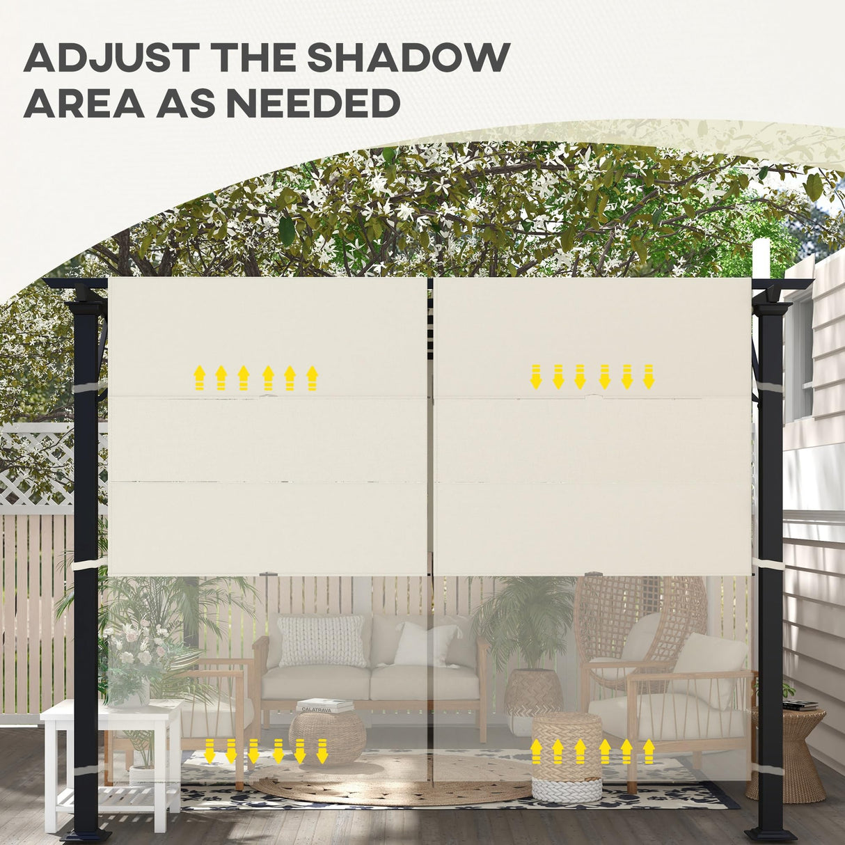 Outsunny 2 PCS 4 x 18ft Pergola Canopy Replacement, UV Protection Pergola Shade Cover, Easy to Install for 10 x 11.8ft Pergola, Khaki Outsunny