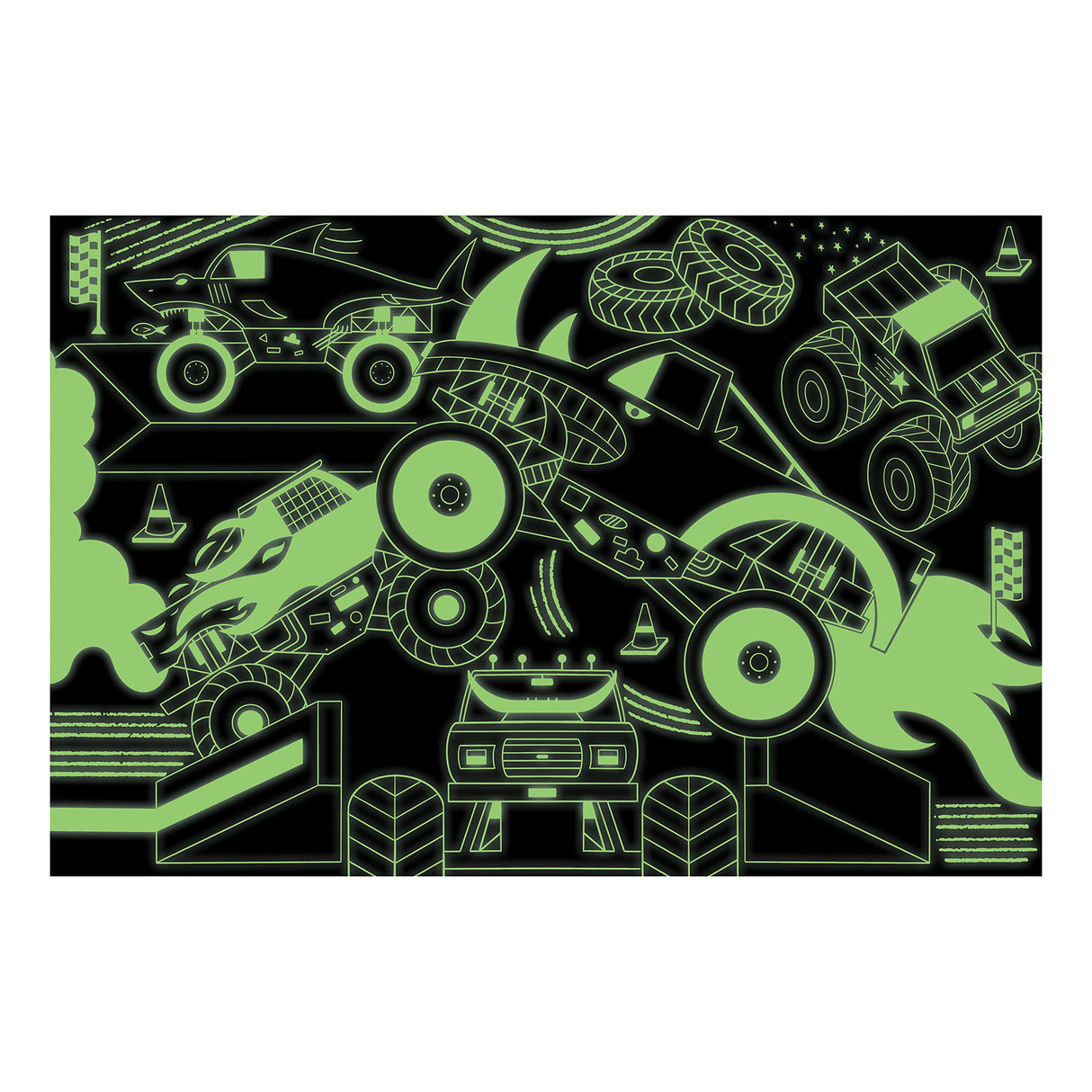 Mudpuppy Monster Trucks – 100 Piece Glow in The Dark Puzzle with Colorful Scene of Cars and Trucks and Hidden Puzzle Details in The Dark for Children Ages 5 and Up Mudpuppy