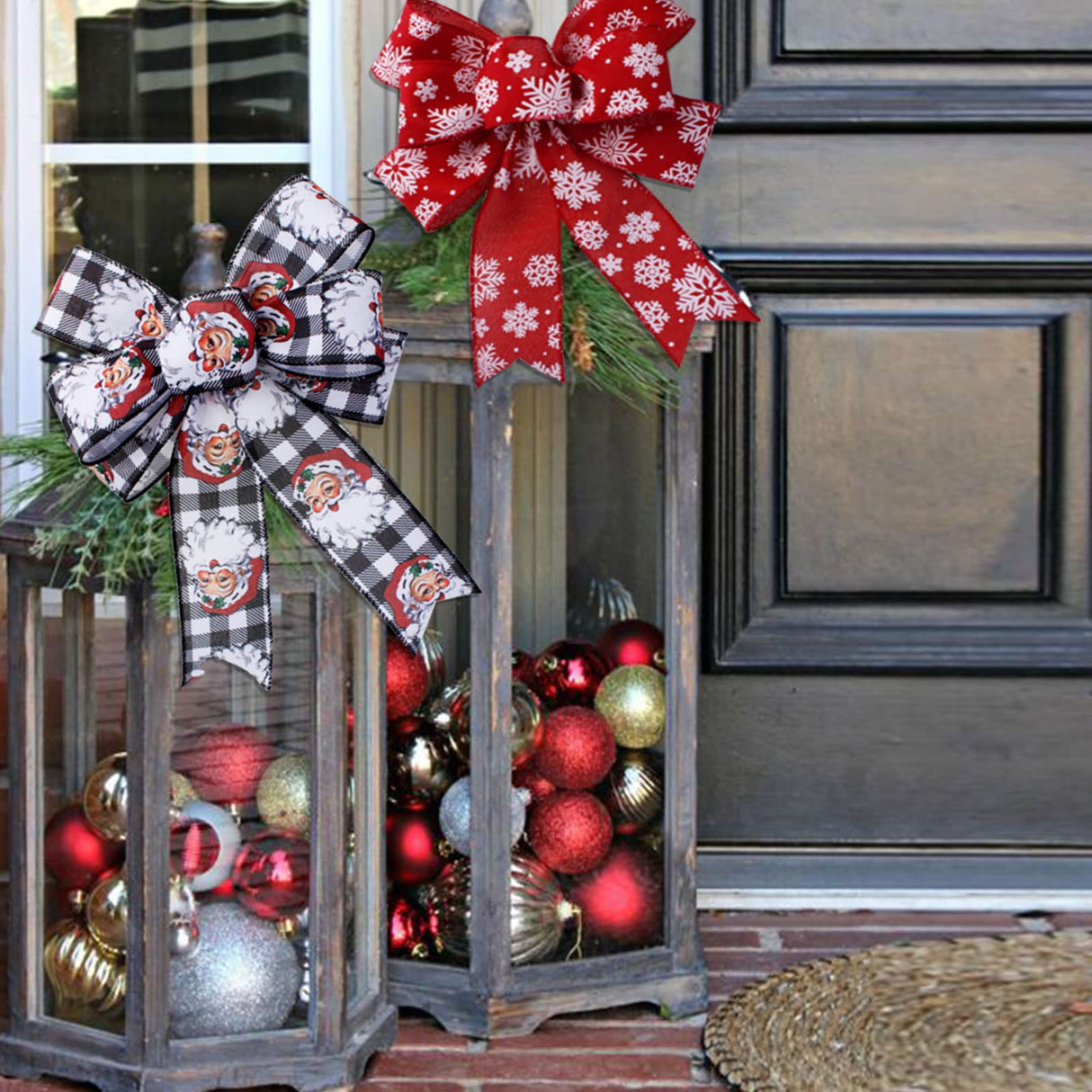 Vloso Christmas Ribbon Wired 2.5 Inch,6 Roll 30 Yards Christmas Wired Ribbon,Incl. Santa/Snowman/Snowflake/Buffalo Plaid Ribbon for Wreaths Bows Holiday Xmas Decor DIY Crafts Vloso