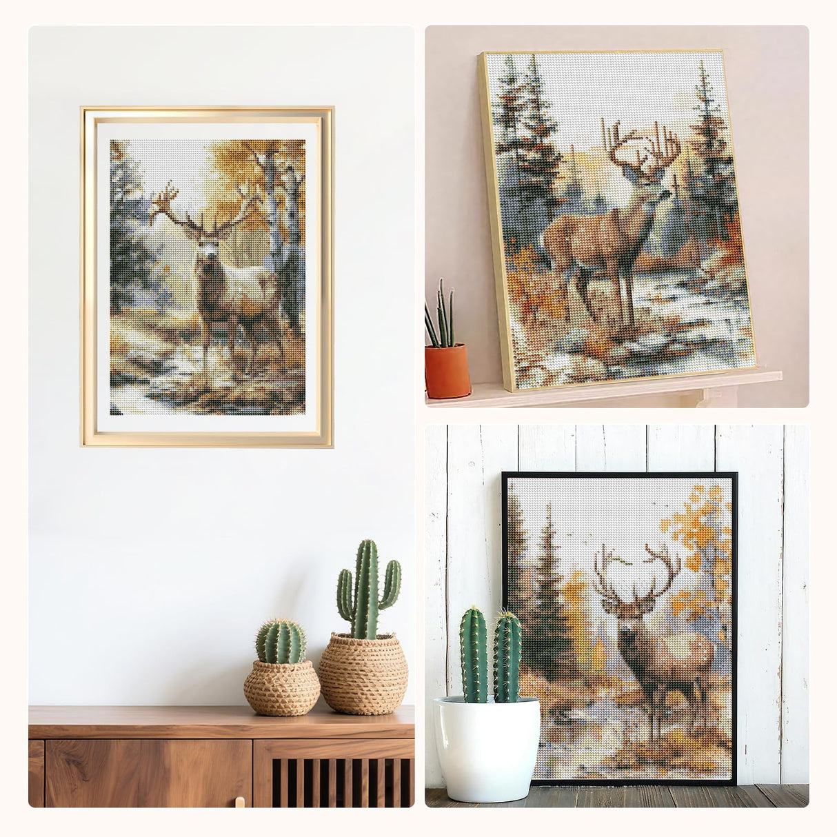 Deer Diamond Art Kits for Adults - 4 Pcs DIY Forest Animal Diamond Painting Set Elk 5D Full Drill Gem Art Craft for Beginners Home Wall Decor 9.84 x 13.7 Inches INCOK