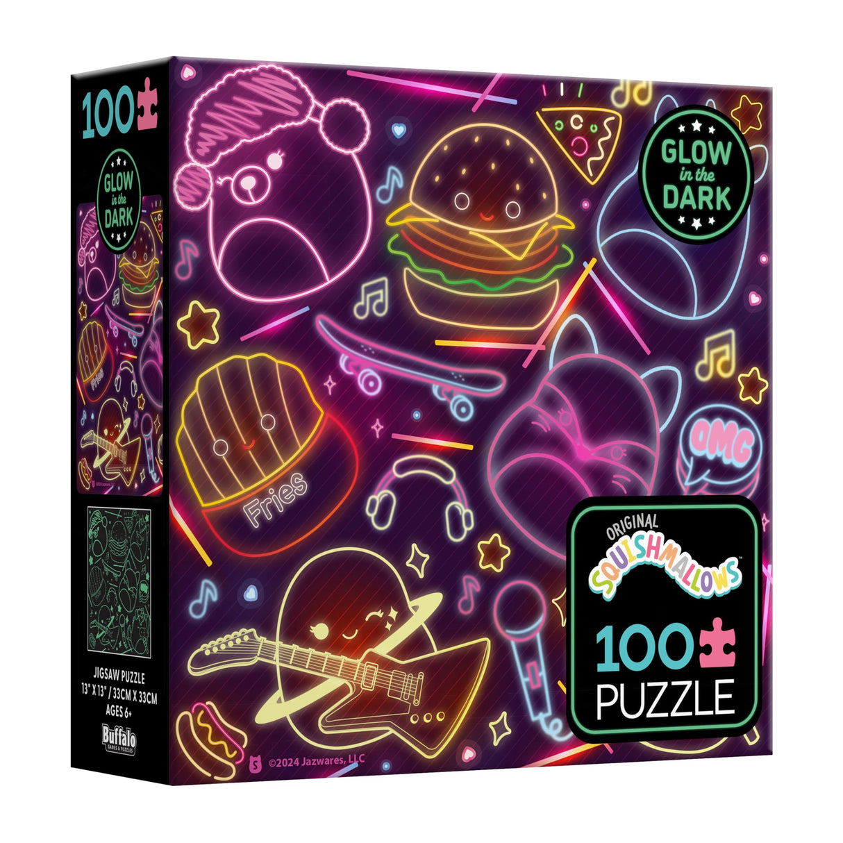 Buffalo Games - Glow in The Dark - Squishmallow Neon Lights - 100 Piece Jigsaw Puzzle Buffalo Games