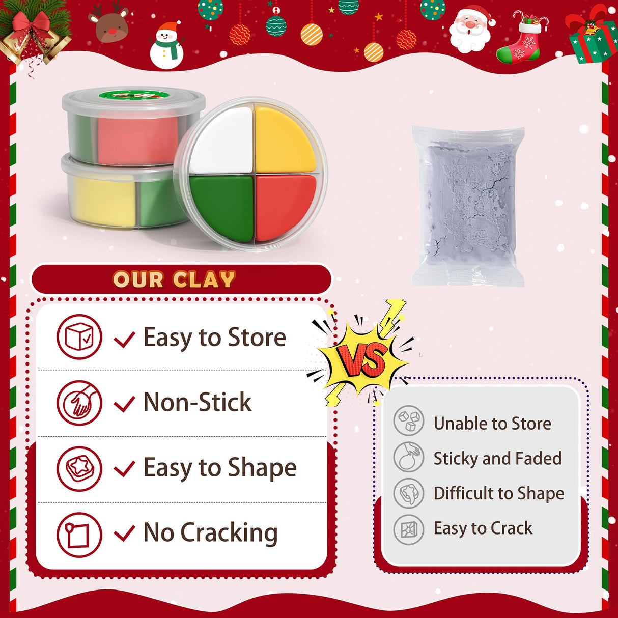 Air Dry Clay Kit - Christmas Theme, Modeling Clay for Kids, DIY Model Magic Clay with Sculpting Tools and Tutorials,12 Boxes Molding Clay, Ultra Light, Soft & Non-Sticky, Arts and Crafts Gift for Kids Aestd-ST