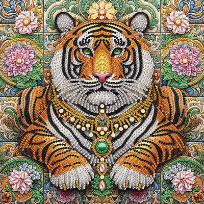 WSLWXSHM 5D Special Shape Diamond Art Kits for Beginners, Diamond Painting Kits for Adults Tiger, Crystal Rhinestones Diamond Painting for Home Wall Decoration Gift 12×12inch/30×30cm, Animal
