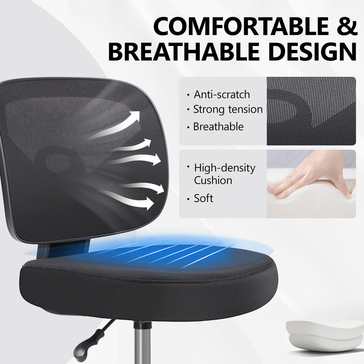 Primy Office Drafting Chair Armless, Tall Office Desk Chair Adjustable Height and Footring, Mid-Back Ergonomic Standing Desk Chair Mesh Rolling Tall Chair for Art Room, Office or Home(Black) Primy