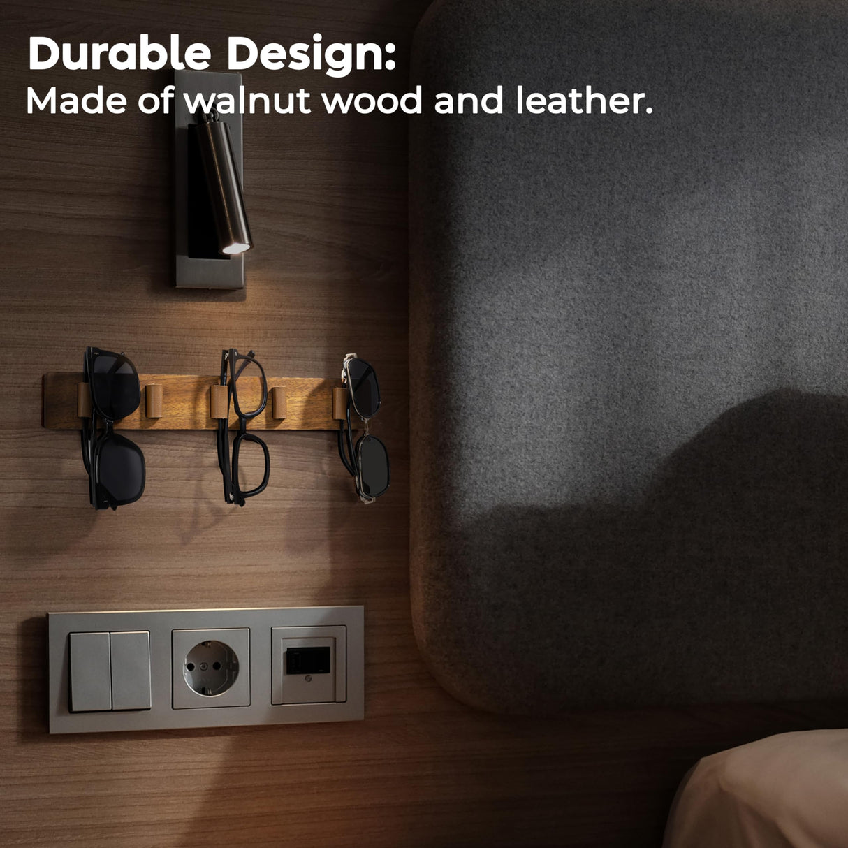 Spaceneat Sunglass Holder for Wall - Keep Your Eyewear Safe & Secure - Eyeglass Organizer for Multiple Glasses Display, Hanging Sunglasses Storage Stand, Reading Glasses Holder Rack - Walnut, 5 Slot Spaceneat