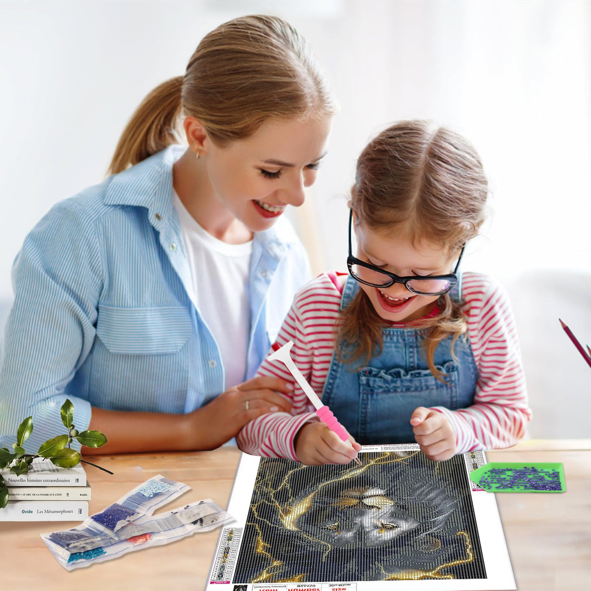 SENQAO Diamond Art Kits Black Lion 5D Diamond Art Kit Full Round Drill Painting Kit for Adults Beginner Lightning Painting with Diamonds Animal for Adults Home Wall Decor 30x40cm/11.8x15.7in SENQAO