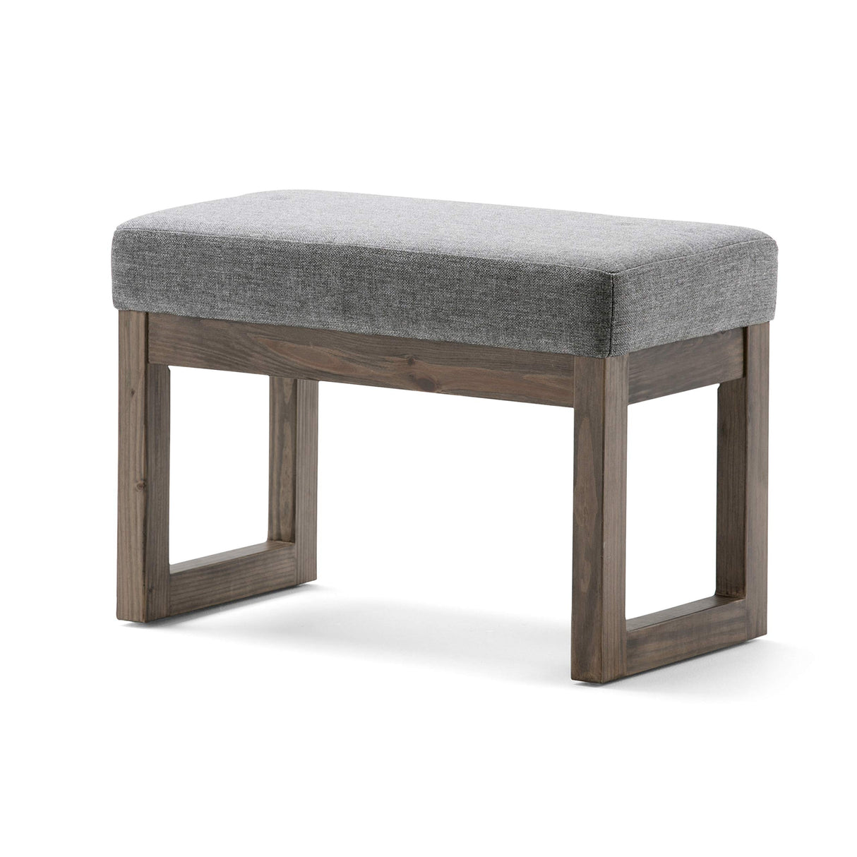 SIMPLIHOME Milltown 27 inch Wide Contemporary Rectangle Footstool Ottoman Bench in Grey Linen Look Fabric, Assembled, for the Living Room and Bedroom SIMPLIHOME