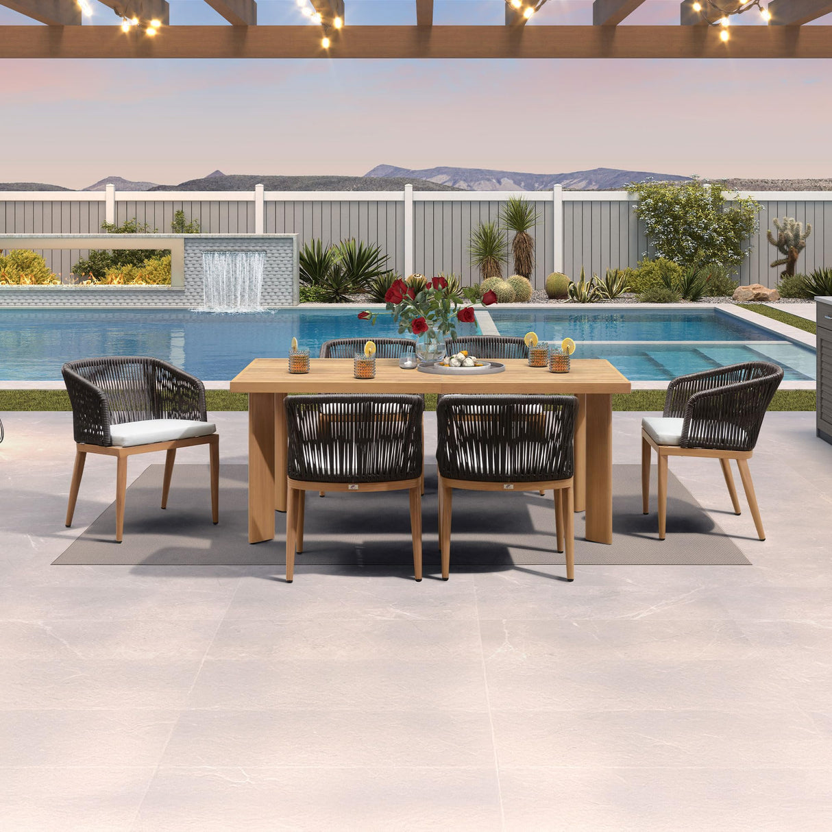 PURPLE LEAF 2 Pieces Outdoor Dining Chair All-Weather Wicker Aluminum Frame Patio Dining Chair for Lawn Garden Backyard Deck with Cushion Teak Armchair PURPLE LEAF