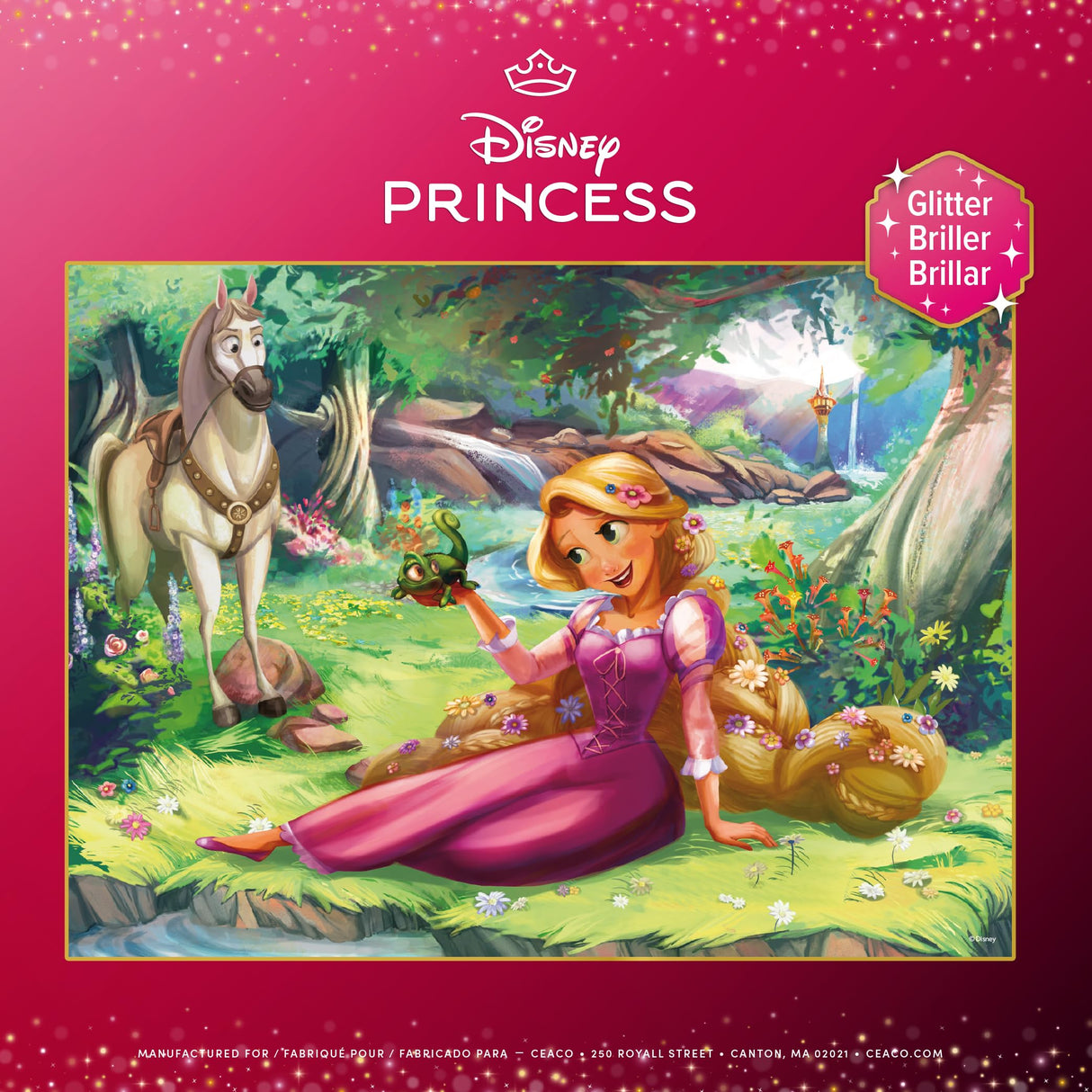 Ceaco - Disney - Princess Trio - Rapunzel and Pascal - Glitter Puzzle - 100 Piece Jigsaw Puzzle Ceaco