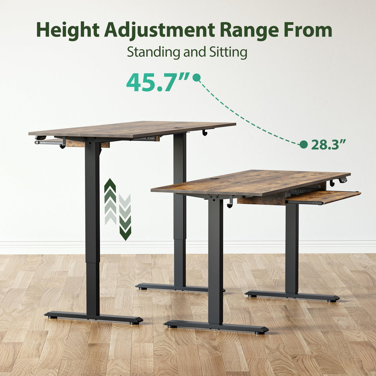 Agilestic Height Adjustable Desk with Keyboard Tray, 48 x 24 Inches Electric Standing Desk, Stand up Computer Table with Memory Preset, Modern Lift Motorized Gaming Workstation, Rustic Brown Agilestic