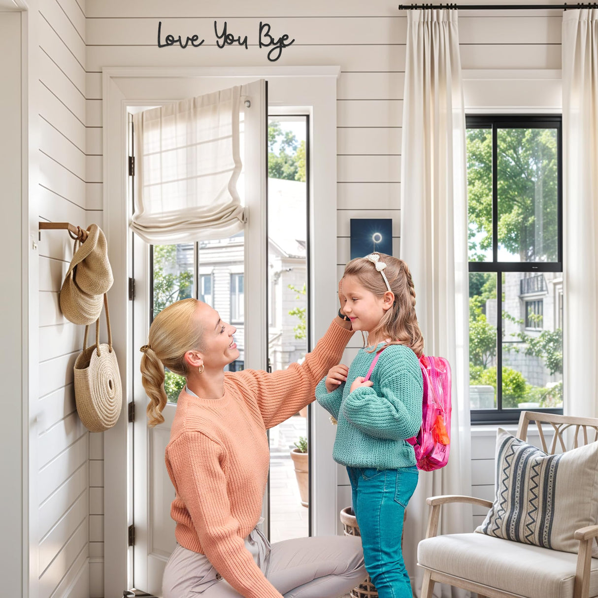 Fttoyoly Love You Bye Sign Above Door, Love You Bye Wooden Wall Decor Farmhouse Boho Home Decor Heartfelt Message for Your Family Lovers Wall Art Gifts Hallway Entryway Fttoyoly