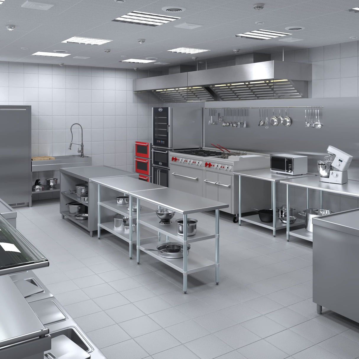 Stainless Steel Table + Add Casters | Choose from 43 Sizes | NSF Metal Work Table for Kitchen Prep Utility | Commercial and Residential Applications. AmGood