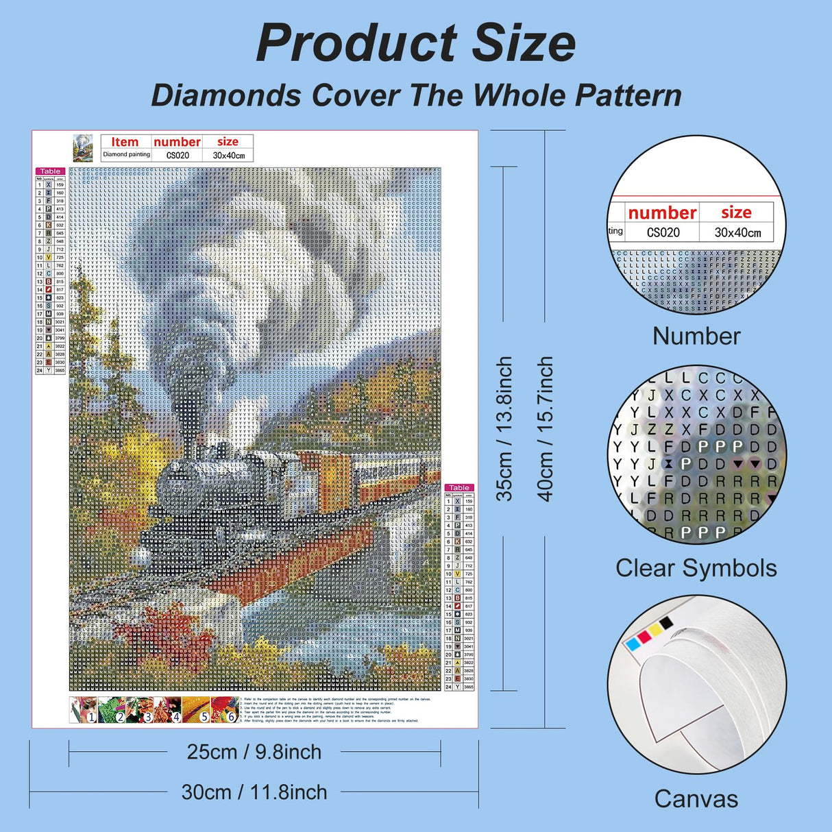 Acudotr Diamond Painting Kits for Adults, 5D DIY Diamond Art Kits for Beginners, Full Drill Diamond Painting Kits for Home Wall Decor, Running Train, 12x16 Inch Acudotr