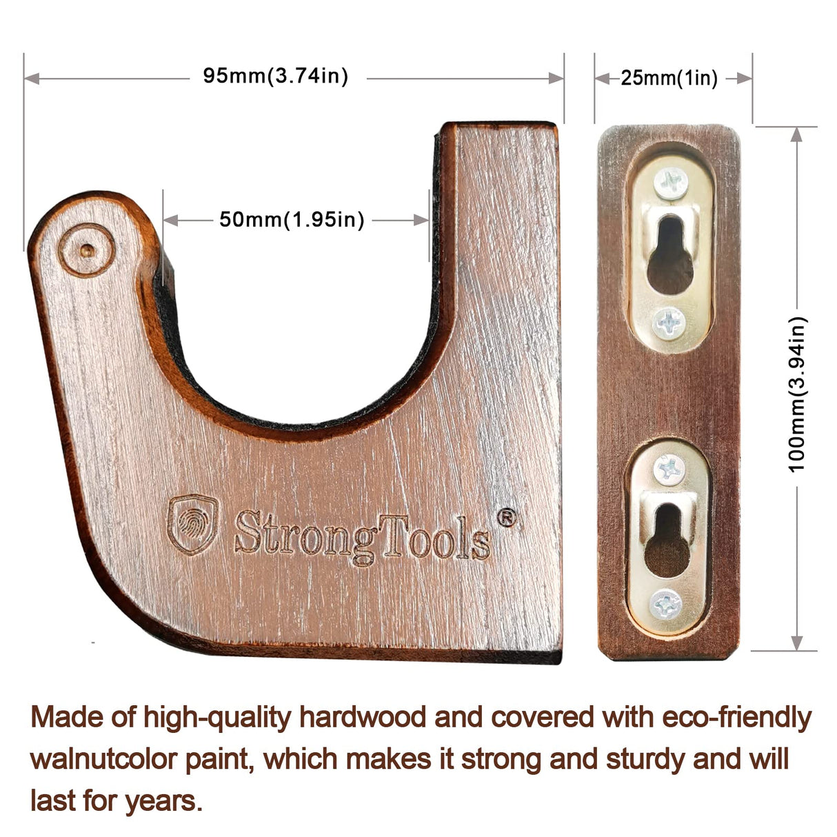 StrongTools Hardwood Gun Rack for Rifle Shotgun Bow, Solid Wood Wall Mount Hold Up Displays Horizontal Wooden Rifle Hanger and Shotgun Hooks StrongTools