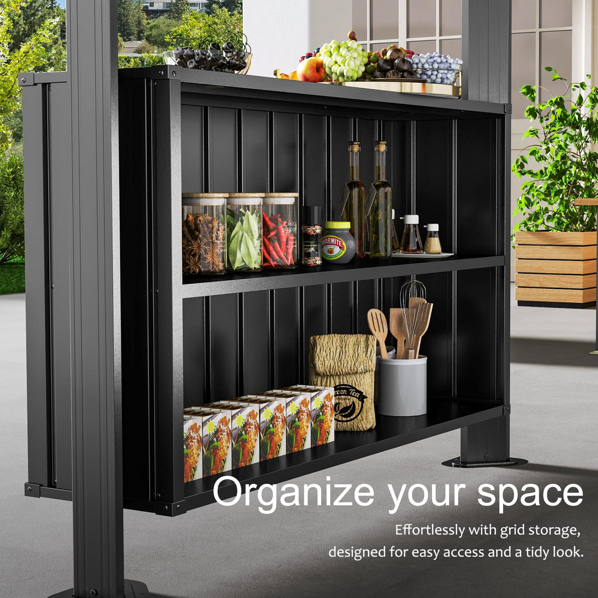 Domi 6x10FT Hardtop Grill Gazebo, BBQ Gazebo with Double Galvanized Steel Roof, 2 Storage Cabinets and Ceiling Hooks, Outdoor Grill Shelter for Backyard, Lawn and Garden(Gray) domi outdoor living