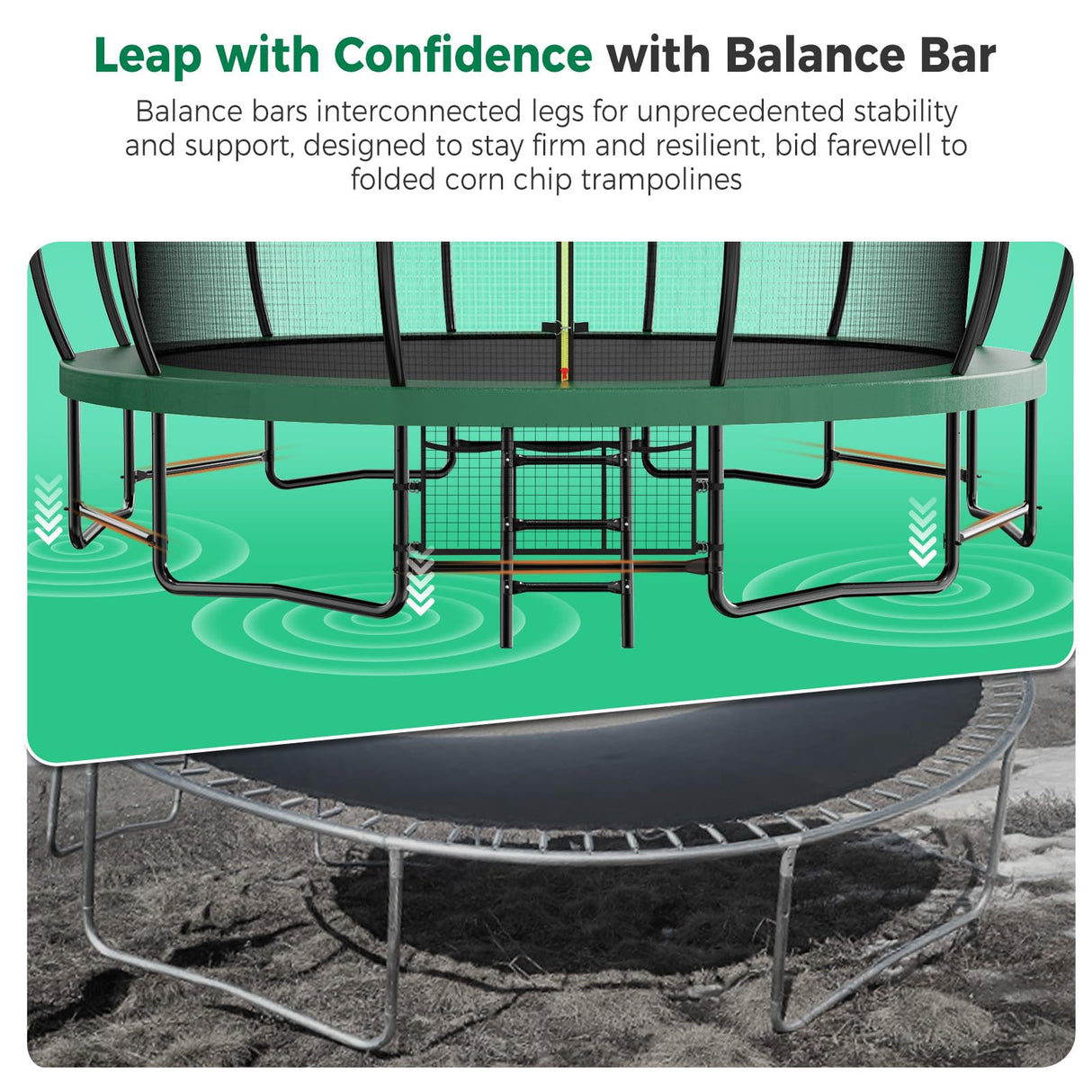 Tatub 16FT Upgrade Trampoline for Kids and Adults, Outdoor Recreational Trampolines with Basketball Hoop & Enclosure Net, Curved Poles & Storage Bag, Pumpkin Trampoline Capacity for 6-8, Green Tatub