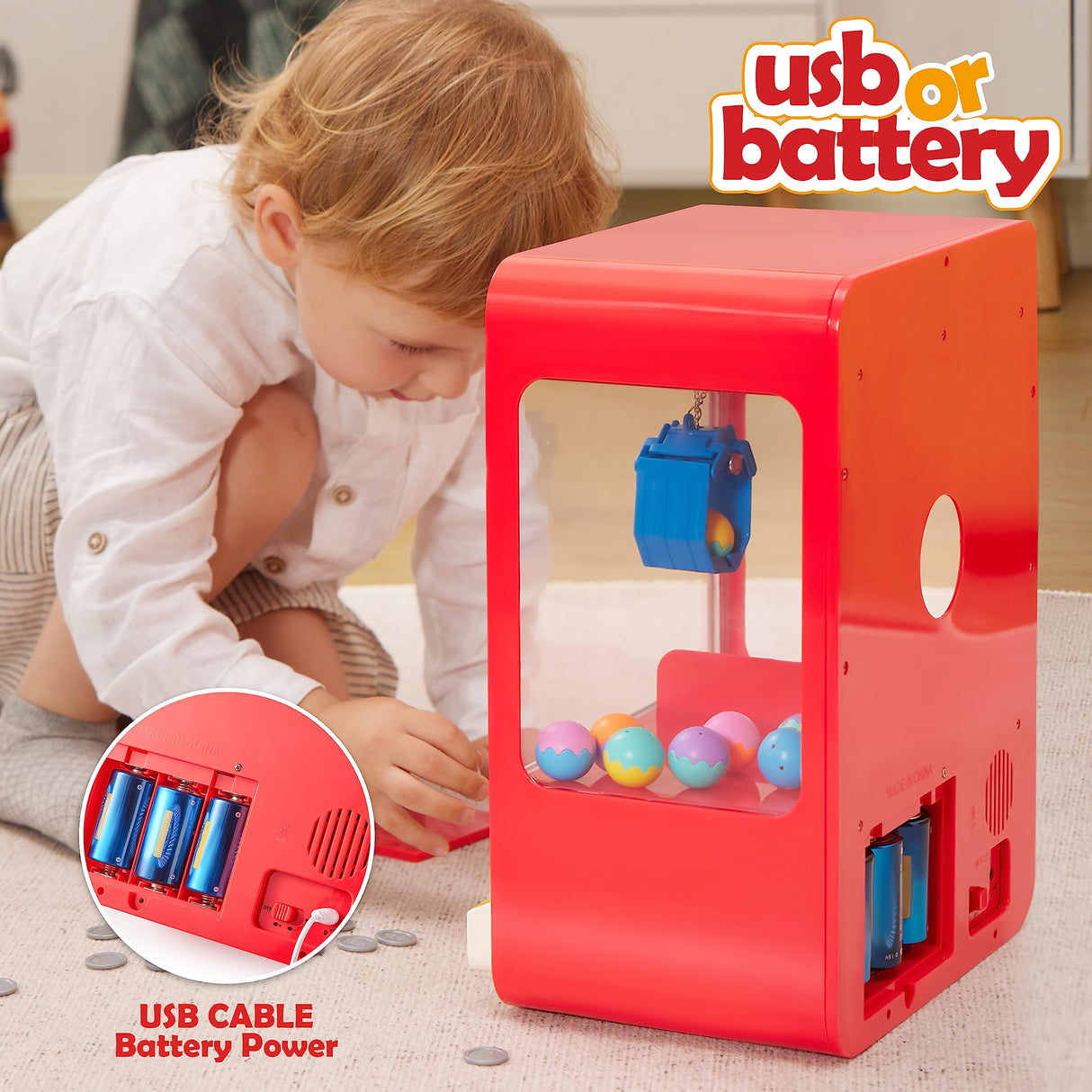 JOYIN Claw Machine Arcade Toy with LED Light & Adjustable Sound, Rechargable Dispenser Toys Mini Vending Machine for Kids - Perfect Christmas & Birthday Big Gifts for Kids, Ages 3+ JOYIN