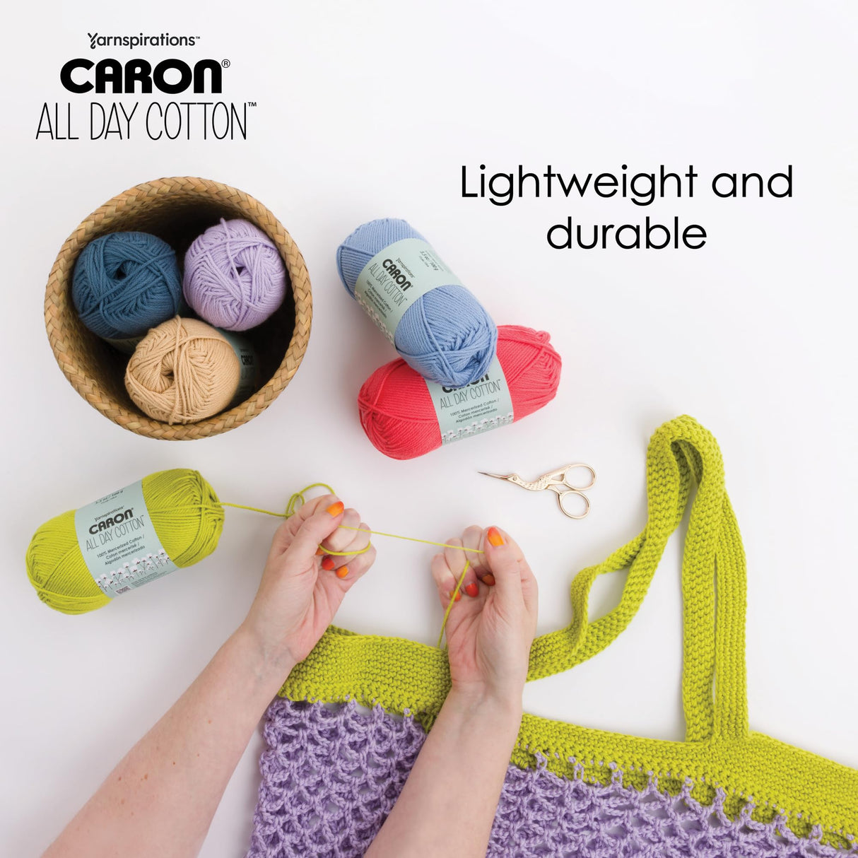 Caron All Day Cotton - 3 Pack of 173 Yards/3.52 oz Eyes Blue 100% Mercerized Cotton Yarn Caron