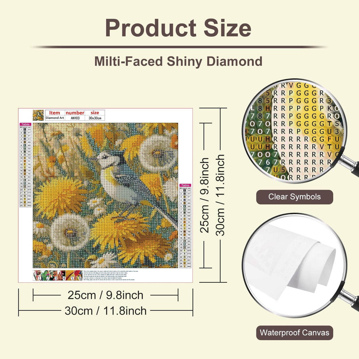 Anuver Diamond Art Kit, Bird Diamond Painting Kit for Adults, 5D DIY Full Diamond Diamond for Beginners, Gem Craft Painting Home Wall Decoration, 12x12 inch Anuver
