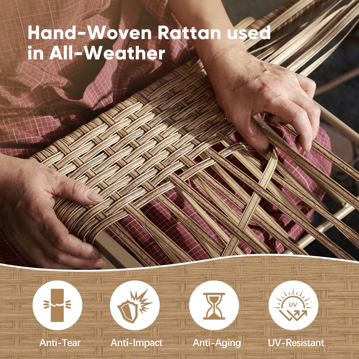 JOYURE 7 Piece Wicker Patio Furniture Set,Outdoor Conversation Sectional Sofa w/Coffee Table,All-Weather Outdoor Sofa with Thick and Anti-Slip Cushions for Deck,Poolside,Garden,Beige JOYURE